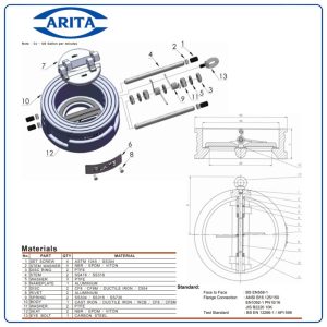 Cấu tạo Van 1 chiều bướm Arita ARV-WDU420211