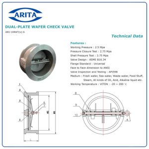 Cấu tạo Van 1 chiều bướm inox Arita ARV-109WT(U)-S
