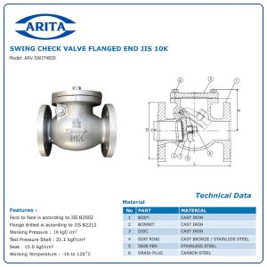 Cấu tạo Van 1 chiều lá lật Arita ARV-SWJ74820
