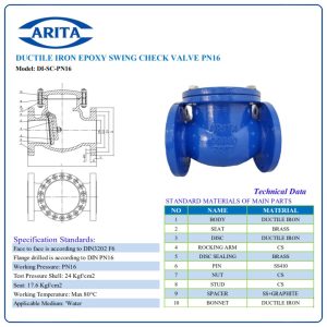 Cấu tạo Van 1 chiều lá lật Arita DI-SC-PN16