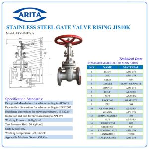 Cấu tạo Van cổng ty nổi inox Arita ARV-101FE(J)
