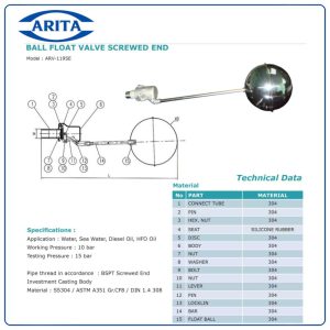 Cấu tạo Van phao inox Arita ARV-119SE