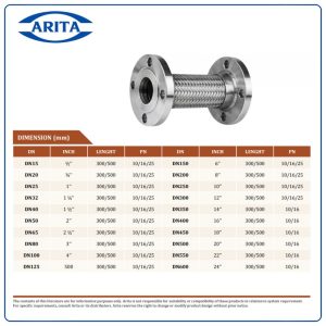Kích thước Khớp nối mềm inox SSFH-FE