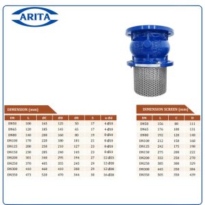 Kích thước Rọ bơm Arita AFV-FE