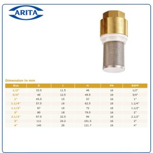 Kích thước Rọ bơm đồng Arita ARF-1014SE(F1)
