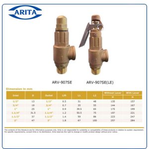 Kích thước Van an toàn Arita A3W ARV-907SE