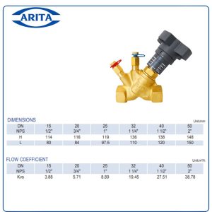 Kích thước Van cân bằng Arita SBT