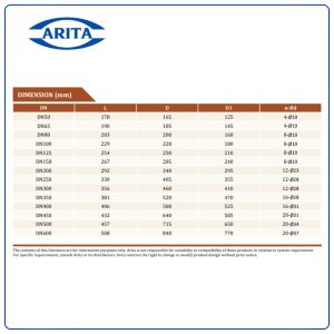 Kích thước Van cổng ty chìm Arita DIG-NR-PN16