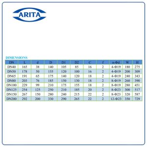 Kích thước Van cổng ty nổi inox Arita ARV-101FE(J)