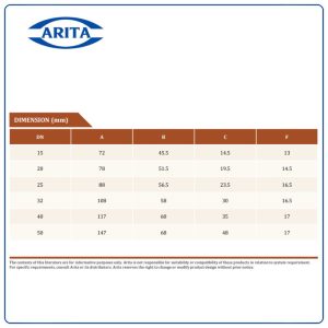 Kích thước Van cửa đồng Arita BRZG-S-PN16
