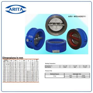 Kích thước Van 1 chiều bướm Arita ARV-WDU420211
