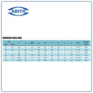 Thông số kích thước Van bi inox tay gạt Arita ARV-100SE-2PC