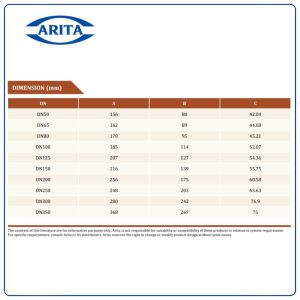 Thông số kích thước Van bướm tay quay Arita CBV-G-UF-PN16