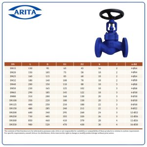 kích thước Van cầu thép Arita ARV-202FE(D)-BS (PN16)